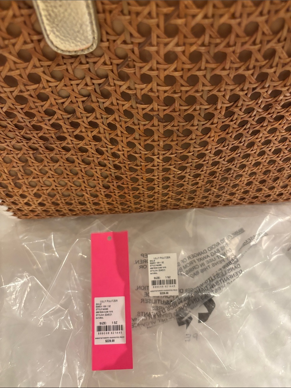 Lilly Pulitzer Greydon Cane Tote NWT - Picture 6 of 6